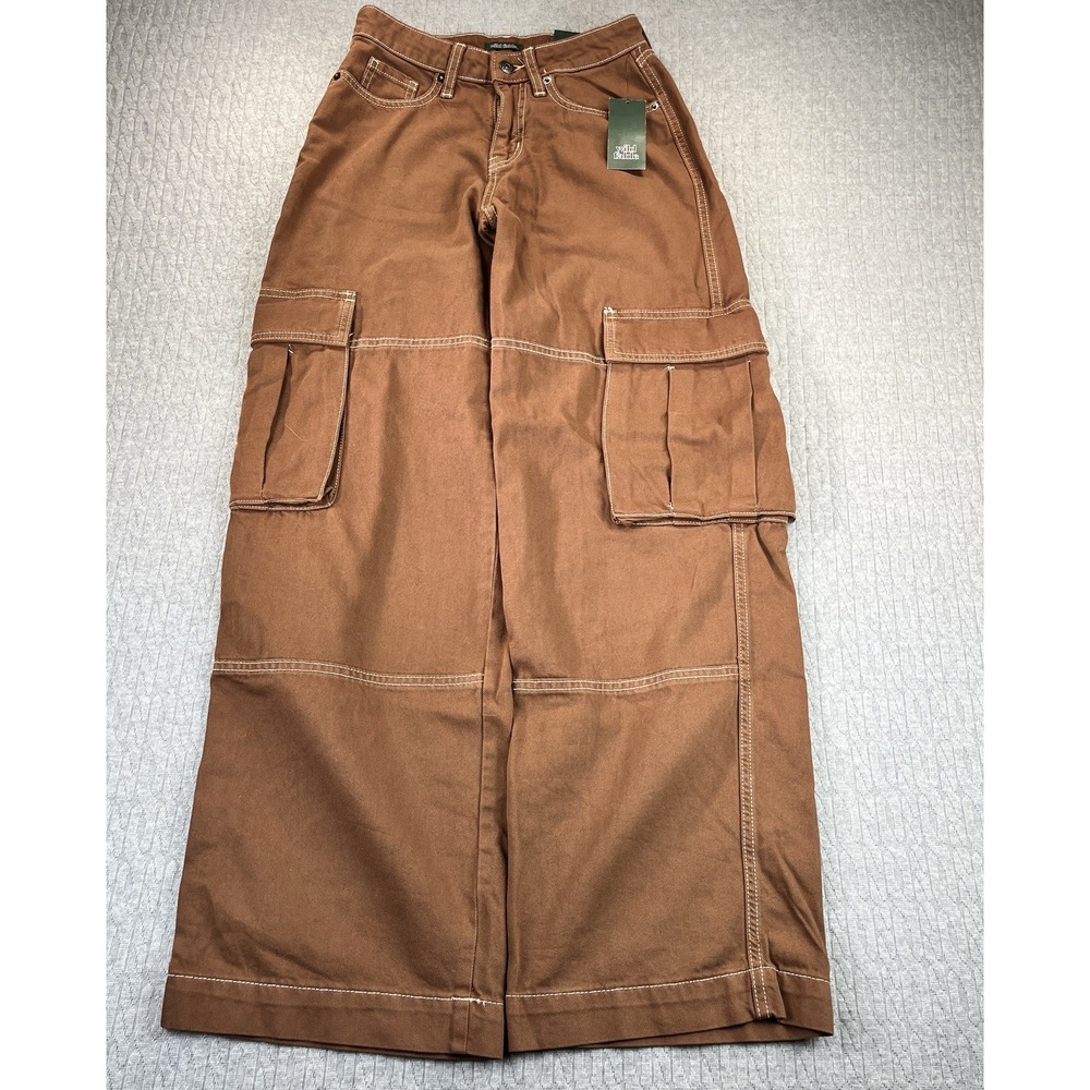 Baggy wide leg cargo pants women 00/25X31.5 mid rise new with tags hiphop grunge